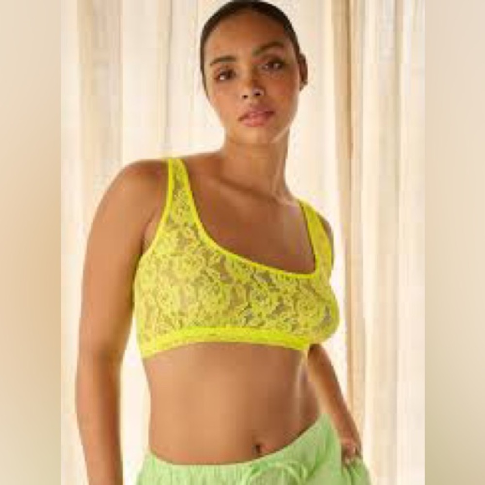 NWT Anthropologie Lace Scoop Bralette Neon Yellow Small
